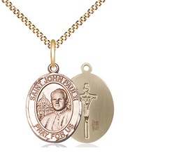 [8234GF/18G] 14kt Gold Filled Saint John Paul II Pendant on a 18 inch Gold Plate Light Curb chain