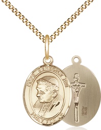 [8235GF/18G] 14kt Gold Filled Pope Benedict XVI Pendant on a 18 inch Gold Plate Light Curb chain