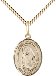 [8236GF/18G] 14kt Gold Filled Saint Madeline Sophie Barat Pendant on a 18 inch Gold Plate Light Curb chain