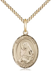 [8236GF/18G] 14kt Gold Filled Saint Madeline Sophie Barat Pendant on a 18 inch Gold Plate Light Curb chain