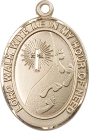 [8237GF] 14kt Gold Filled Footprints Cross Medal