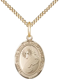 [8237GF/18G] 14kt Gold Filled Footprints Cross Pendant on a 18 inch Gold Plate Light Curb chain
