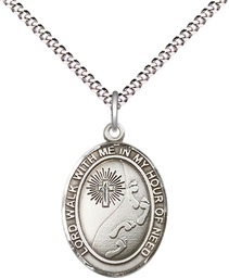 [8237SS/18S] Sterling Silver Footprints Cross Pendant on a 18 inch Light Rhodium Light Curb chain