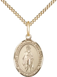 [8238GF/18G] 14kt Gold Filled Saint Bartholomew the Apostle Pendant on a 18 inch Gold Plate Light Curb chain