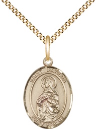 [8239GF/18G] 14kt Gold Filled Saint Matilda Pendant on a 18 inch Gold Plate Light Curb chain
