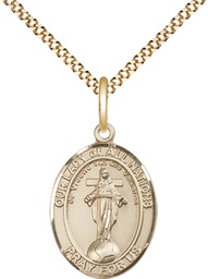 [8242GF/18G] 14kt Gold Filled Our Lady of All Nations Pendant on a 18 inch Gold Plate Light Curb chain