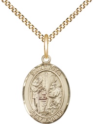 [8244GF/18G] 14kt Gold Filled Saint Zita Pendant on a 18 inch Gold Plate Light Curb chain