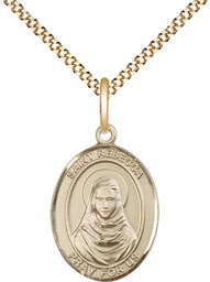 [8252GF/18G] 14kt Gold Filled Saint Rebecca Pendant on a 18 inch Gold Plate Light Curb chain