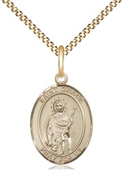 [8255GF/18G] 14kt Gold Filled Saint Grace Pendant on a 18 inch Gold Plate Light Curb chain