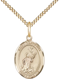 [8261GF/18G] 14kt Gold Filled Saint Tarcisius Pendant on a 18 inch Gold Plate Light Curb chain