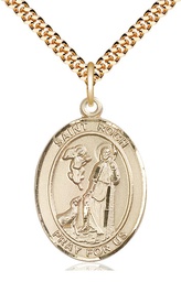 [7310GF/24G] 14kt Gold Filled Saint Roch Pendant on a 24 inch Gold Plate Heavy Curb chain