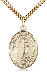 [7314GF/24G] 14kt Gold Filled Saint Zoe of Rome Pendant on a 24 inch Gold Plate Heavy Curb chain