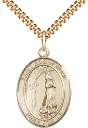 [7314GF/24G] 14kt Gold Filled Saint Zoe of Rome Pendant on a 24 inch Gold Plate Heavy Curb chain