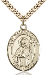 [7316GF/24G] 14kt Gold Filled Saint Malachy O'More Pendant on a 24 inch Gold Plate Heavy Curb chain