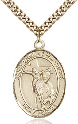 [7318GF/24G] 14kt Gold Filled Saint Paul of the Cross Pendant on a 24 inch Gold Plate Heavy Curb chain