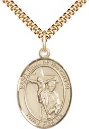[7318GF/24G] 14kt Gold Filled Saint Paul of the Cross Pendant on a 24 inch Gold Plate Heavy Curb chain