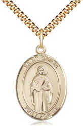 [7319GF/24G] 14kt Gold Filled Saint Odilia Pendant on a 24 inch Gold Plate Heavy Curb chain