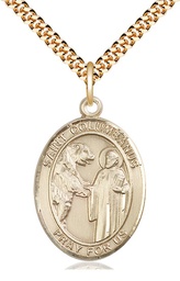 [7321GF/24G] 14kt Gold Filled Saint Columbanus Pendant on a 24 inch Gold Plate Heavy Curb chain