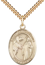 [7321GF/24G] 14kt Gold Filled Saint Columbanus Pendant on a 24 inch Gold Plate Heavy Curb chain