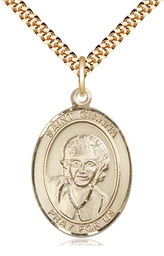 [7322GF/24G] 14kt Gold Filled Saint Gianna Pendant on a 24 inch Gold Plate Heavy Curb chain