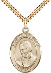 [7326GF/24G] 14kt Gold Filled Saint Luigi Orione Pendant on a 24 inch Gold Plate Heavy Curb chain