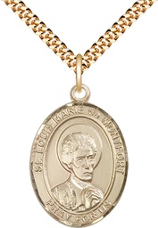 [7330GF/24G] 14kt Gold Filled Saint Louis Marie de Montfort Pendant on a 24 inch Gold Plate Heavy Curb chain