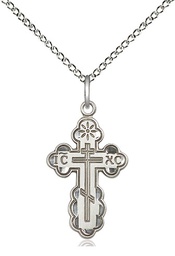[0256SS/18SS] Sterling Silver Saint Olga Cross Pendant on a 18 inch Sterling Silver Light Curb chain