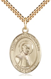[7333GF/24G] 14kt Gold Filled Saint Edmund Campion Pendant on a 24 inch Gold Plate Heavy Curb chain
