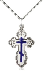 [0257ESS/18SS] Sterling Silver Saint Olga Cross Pendant on a 18 inch Sterling Silver Light Curb chain