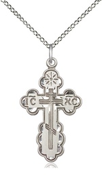[0257SS/18SS] Sterling Silver Saint Olga Cross Pendant on a 18 inch Sterling Silver Light Curb chain