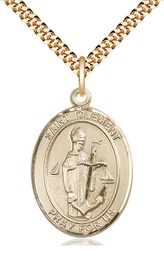 [7340GF/24G] 14kt Gold Filled Saint Clement Pendant on a 24 inch Gold Plate Heavy Curb chain