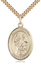 [7348GF/24G] 14kt Gold Filled Saint Joachim Pendant on a 24 inch Gold Plate Heavy Curb chain