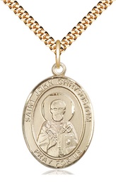 [7357GF/24G] 14kt Gold Filled Saint John Chrysostom Pendant on a 24 inch Gold Plate Heavy Curb chain