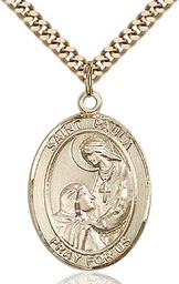 [7359GF/24G] 14kt Gold Filled Saint Paula Pendant on a 24 inch Gold Plate Heavy Curb chain