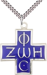 [0271ESS/24S] Sterling Silver Light &amp; Life Pendant on a 24 inch Light Rhodium Heavy Curb chain