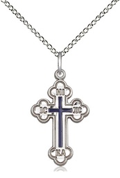 [0272ESS/18SS] Sterling Silver Russian Cross Pendant on a 18 inch Sterling Silver Light Curb chain