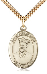 [7369GF/24G] 14kt Gold Filled Saint Philip Neri Pendant on a 24 inch Gold Plate Heavy Curb chain