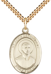[7370GF/24G] 14kt Gold Filled Saint John Berchmans Pendant on a 24 inch Gold Plate Heavy Curb chain