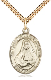 [7371GF/24G] 14kt Gold Filled Saint Rose Philippine Pendant on a 24 inch Gold Plate Heavy Curb chain
