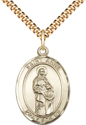 [7374GF/24G] 14kt Gold Filled Saint Anne Pendant on a 24 inch Gold Plate Heavy Curb chain