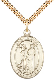 [7377GF/24G] 14kt Gold Filled Saint Rocco Pendant on a 24 inch Gold Plate Heavy Curb chain