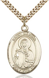 [7379GF/24G] 14kt Gold Filled Saint Marina Pendant on a 24 inch Gold Plate Heavy Curb chain
