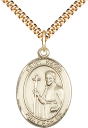 [7380GF/24G] 14kt Gold Filled Saint Regis Pendant on a 24 inch Gold Plate Heavy Curb chain