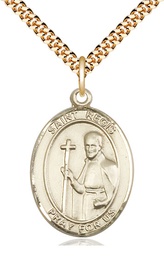 [7380GF/24G] 14kt Gold Filled Saint Regis Pendant on a 24 inch Gold Plate Heavy Curb chain