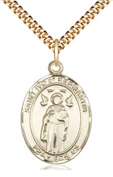 [7384GF/24G] 14kt Gold Filled Saint Ivo Pendant on a 24 inch Gold Plate Heavy Curb chain
