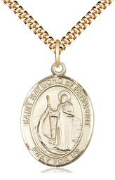 [7385GF/24G] 14kt Gold Filled Saint Raymond of Penafort Pendant on a 24 inch Gold Plate Heavy Curb chain