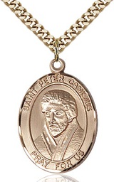 [7393GF/24G] 14kt Gold Filled Saint Peter Canisius Pendant on a 24 inch Gold Plate Heavy Curb chain