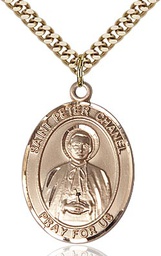 [7397GF/24G] 14kt Gold Filled Saint Peter Chanel Pendant on a 24 inch Gold Plate Heavy Curb chain
