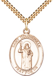 [7399GF/24G] 14kt Gold Filled Saint Columbkille Pendant on a 24 inch Gold Plate Heavy Curb chain