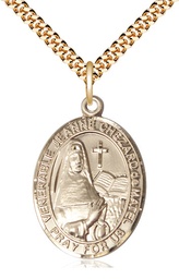 [7401GF/24G] 14kt Gold Filled Jeanne Chezard de Matel Pendant on a 24 inch Gold Plate Heavy Curb chain